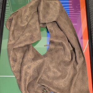 Authentic Louis Vuitton Monogram Silk Wool Patterned Scarf - Made In France